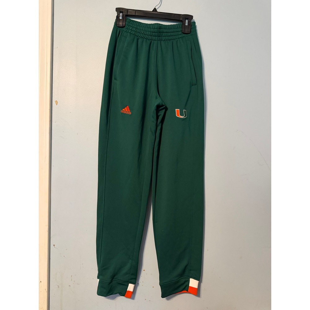 Adidas Miami Hurricanes Xtra Small Climalite Track Pants Green Orange 2073